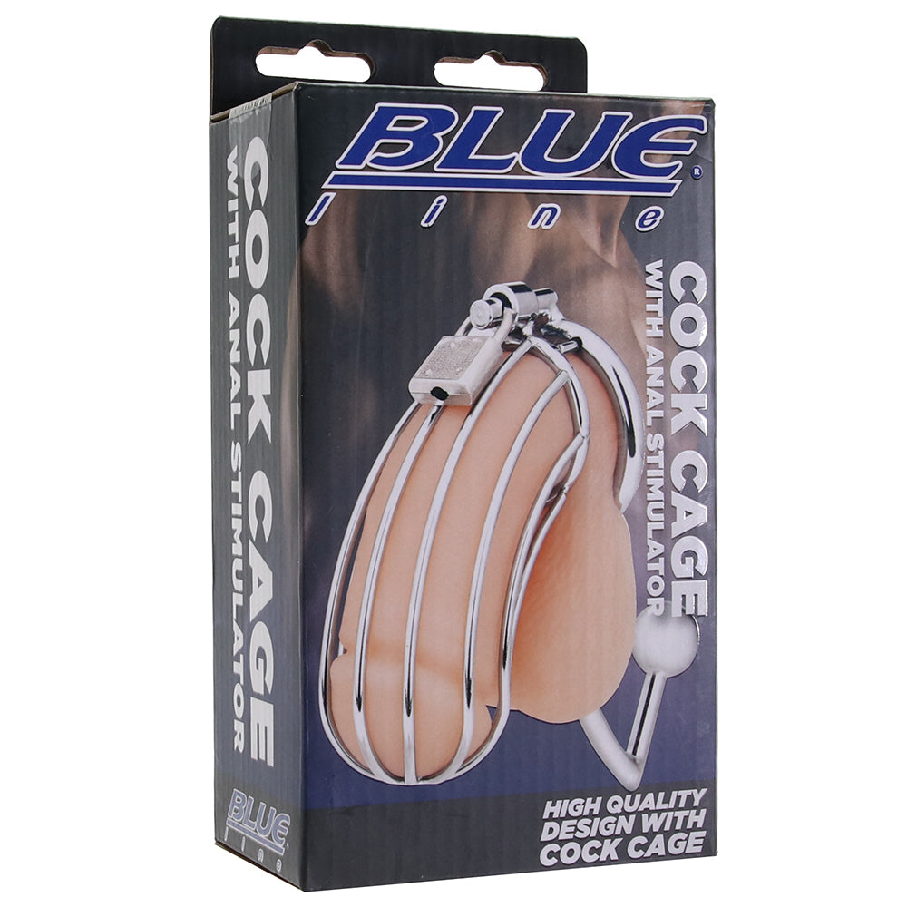The Blue Line Domination Cage: Stainless Steel Cock Lock & Anal Stimulator for Unyielding Control