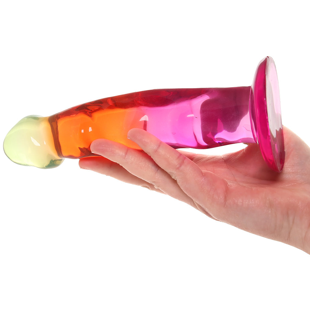 Crystal Jellies 7.5 Inch Ripple Classic Dildo in Rainbow