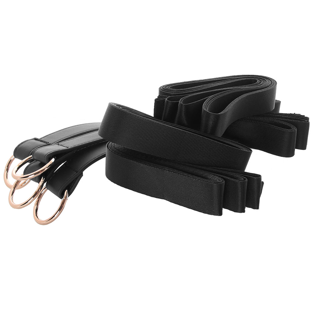 Bondage Couture Rose Gold Tie Down Straps: Luxurious Vegan Leather Restraints for Exquisite Play
