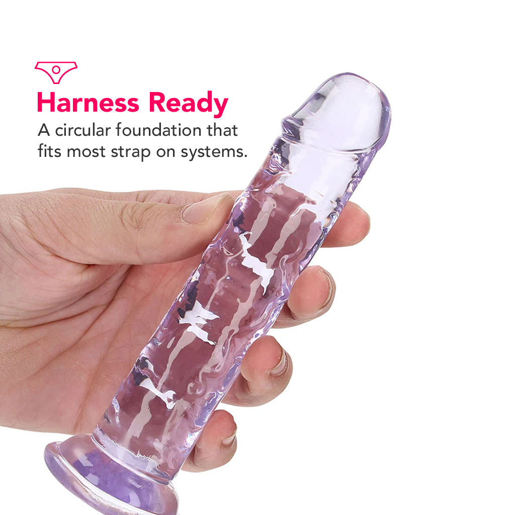 RealRock Crystal Clear Jelly 6 Inch Dildo in Purple