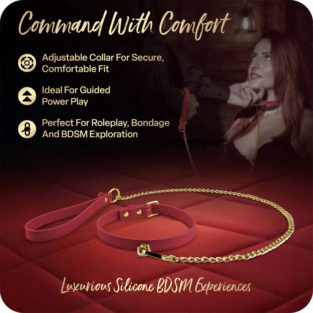 Temptasia Andor Silicone Collar & Leash in Red