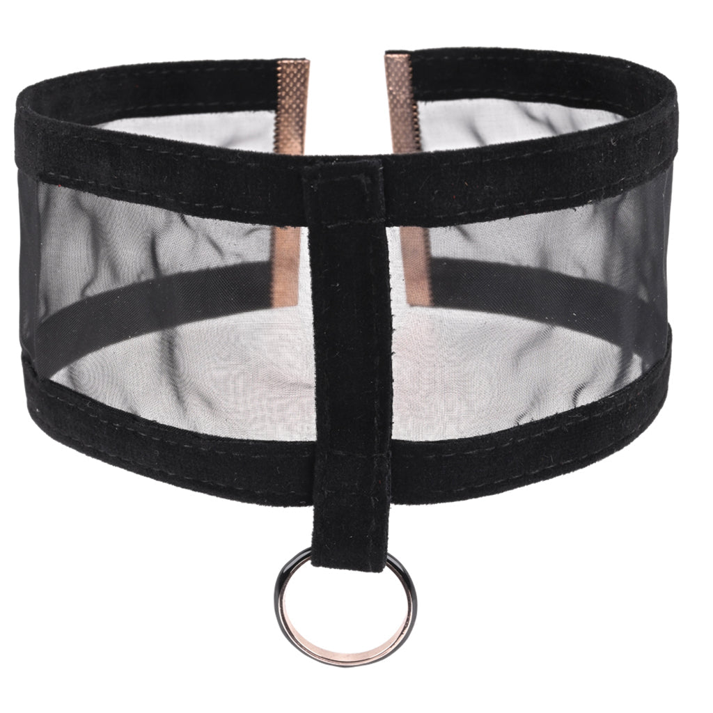 Sex & Mischief Sheer Day Collar | Rose Gold & Jet Black Mesh Statement