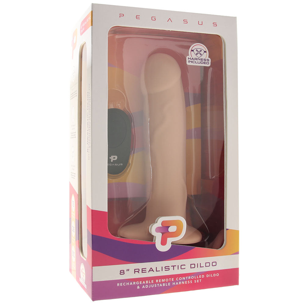 Pegasus Realistic 8 Inch Vibrating Strap-On in Light