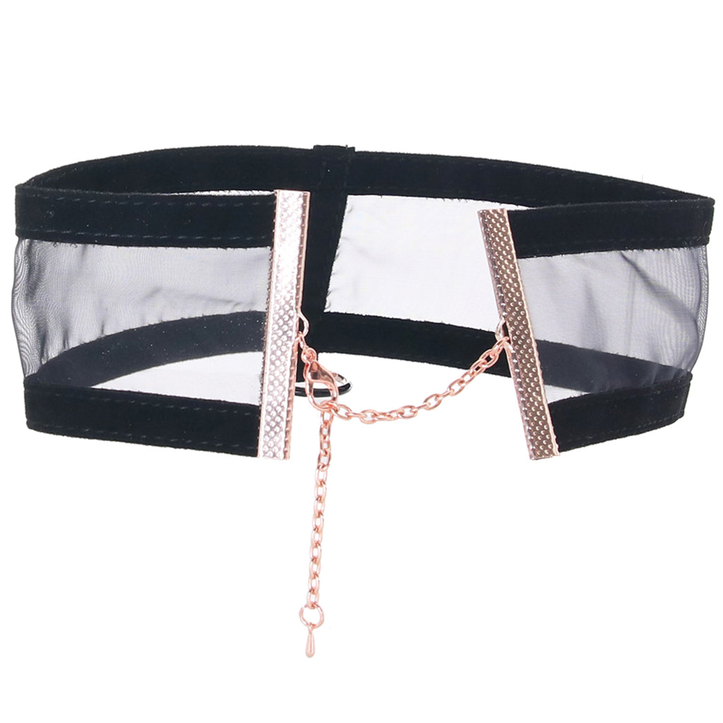 Sex & Mischief Sheer Day Collar | Rose Gold & Jet Black Mesh Statement