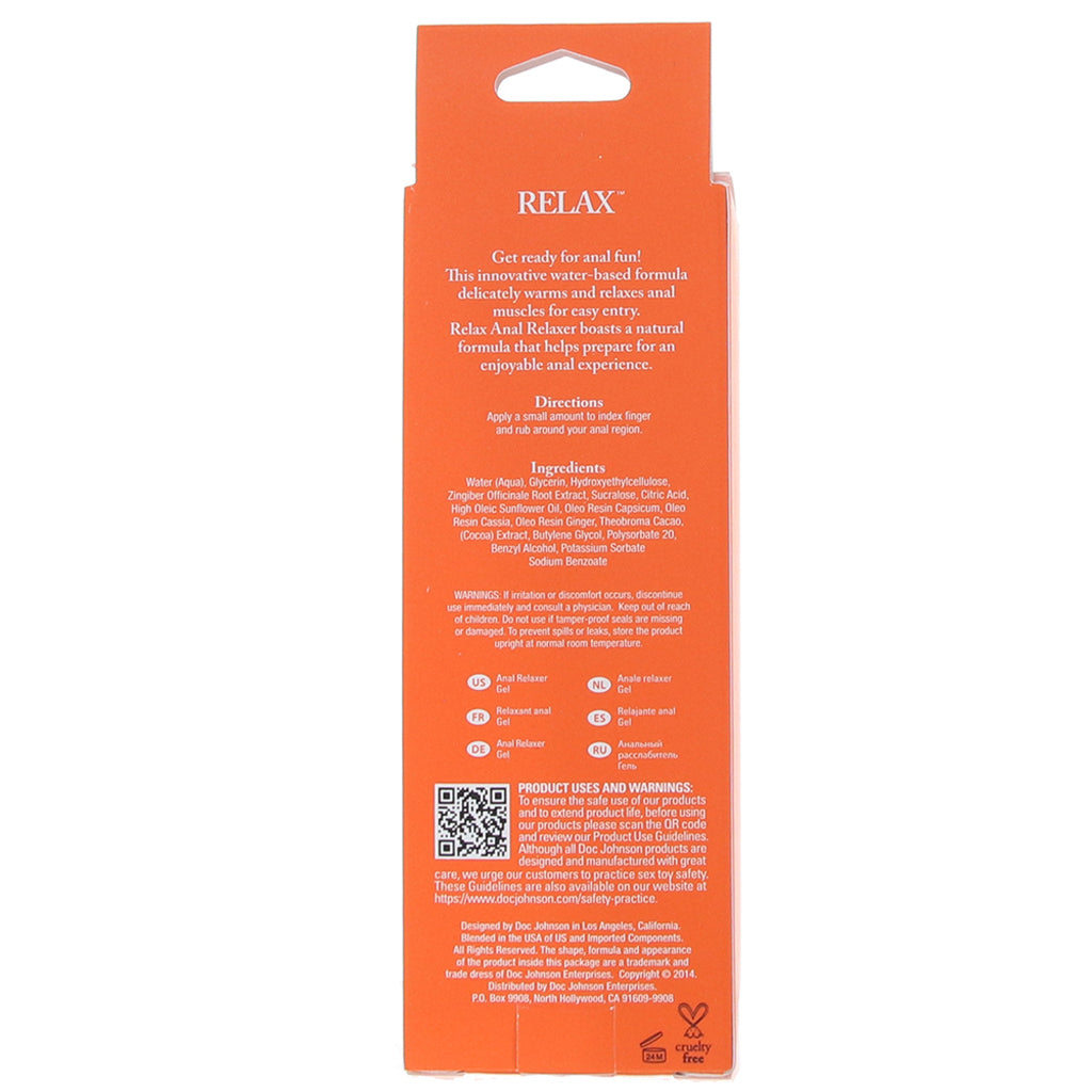 Doc Johnson Relax Anal Warming Gel - Silky Comfort for Sensual Exploration (2oz/56g)