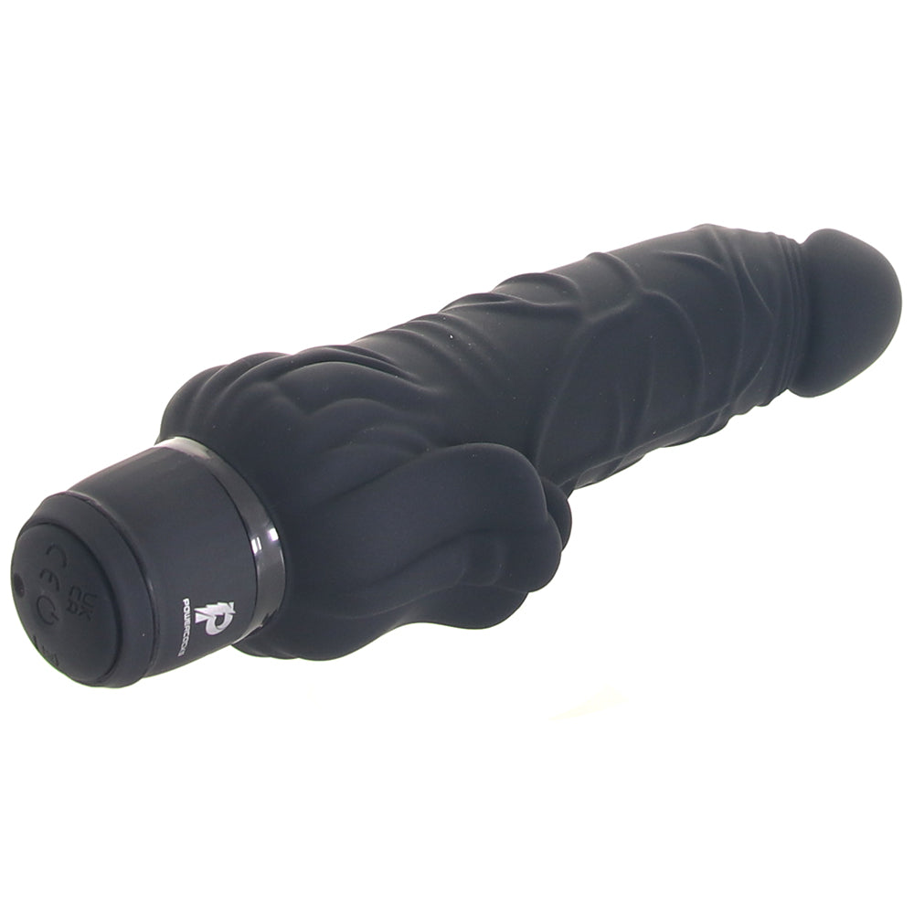 PowerCock 7 Inch Vibe with Clitoral Stimulator in Black