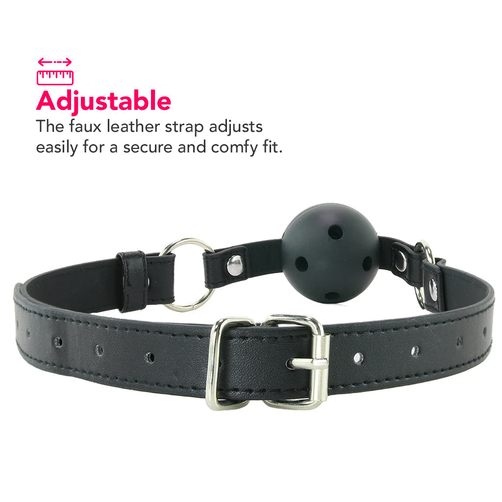 Ouch! Black Ball Gag: Exquisite Faux Leather Oral Restraint for Intense Play