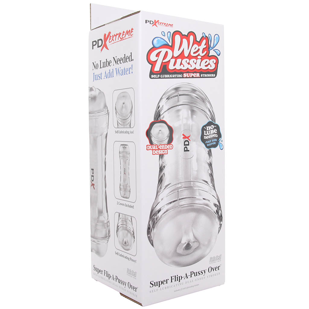 PDX Wet Pussies Super Flip-A-Pussy Over Stroker in Clear
