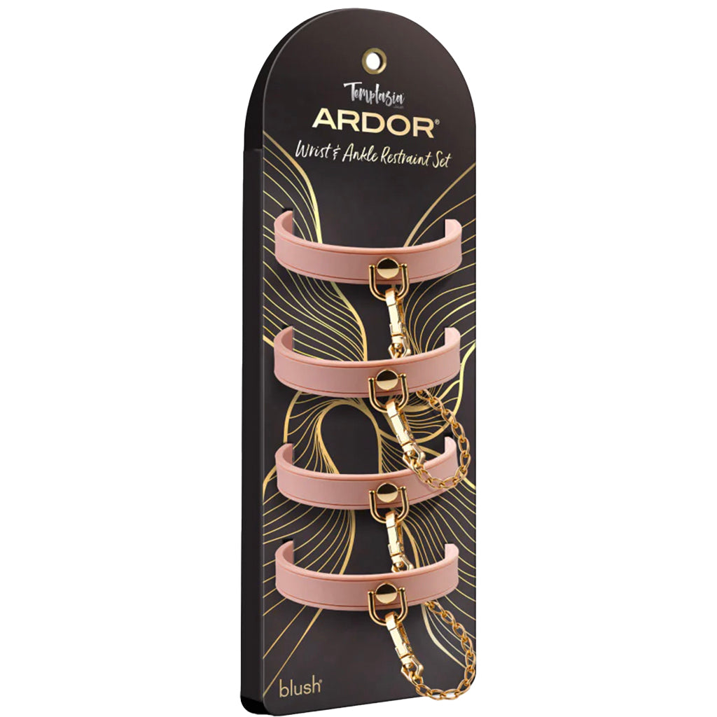 Temptasia Ardor Silicone Wrist & Ankle Restraint Set in Pin