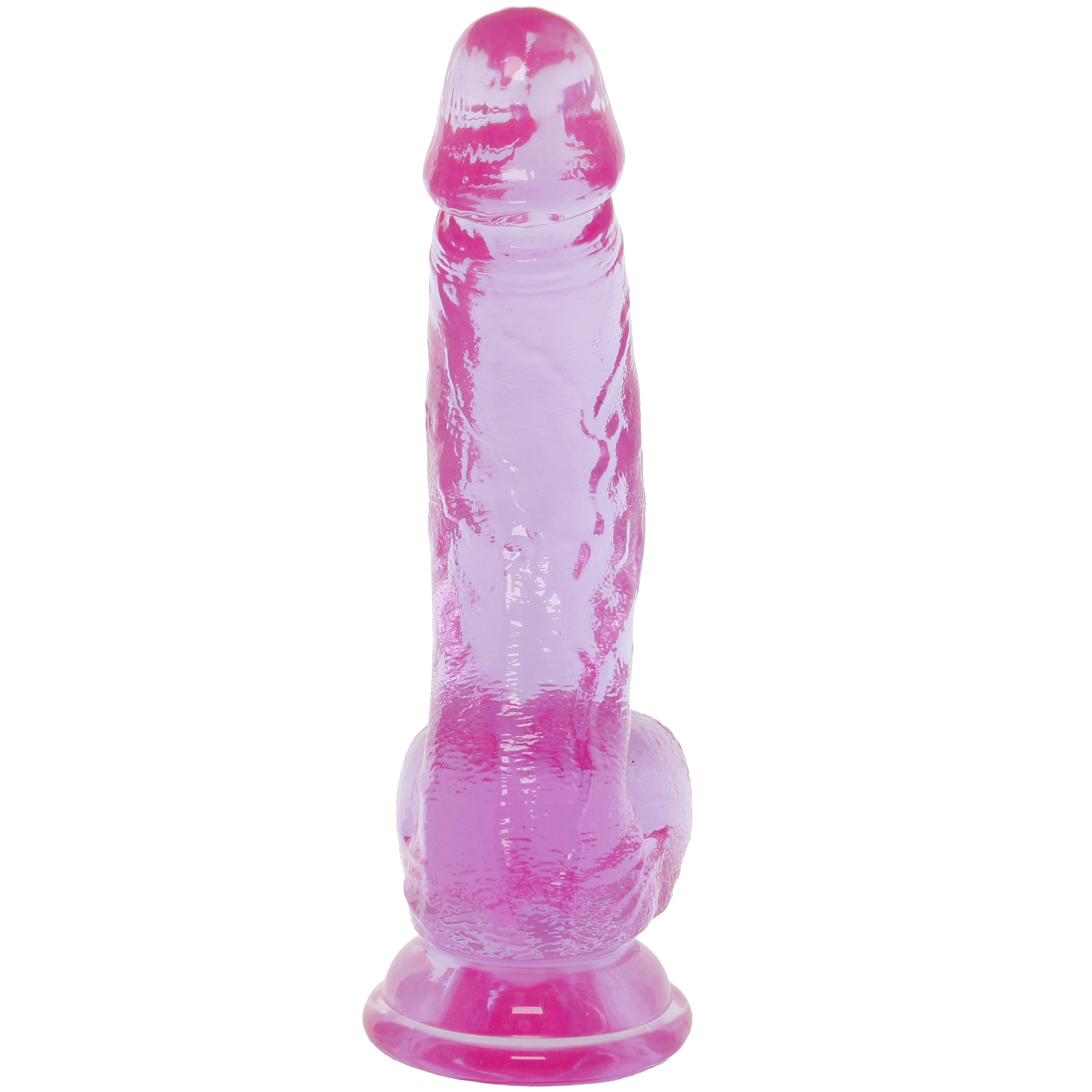 Crystal Jellies 7 Inch Curved Ballsy Dildo in Purple