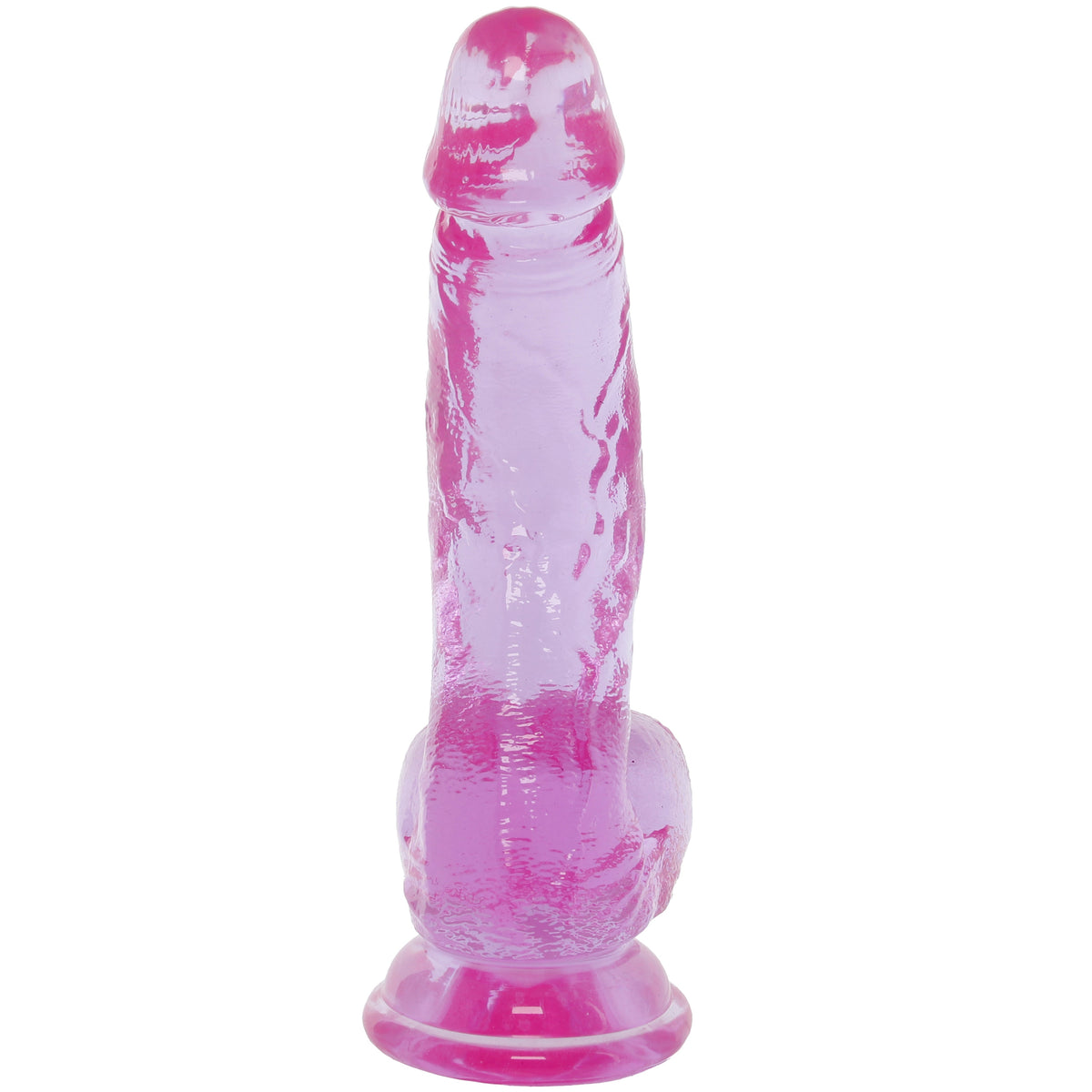 Crystal Jellies 7 Inch Curved Ballsy Dildo in Purple