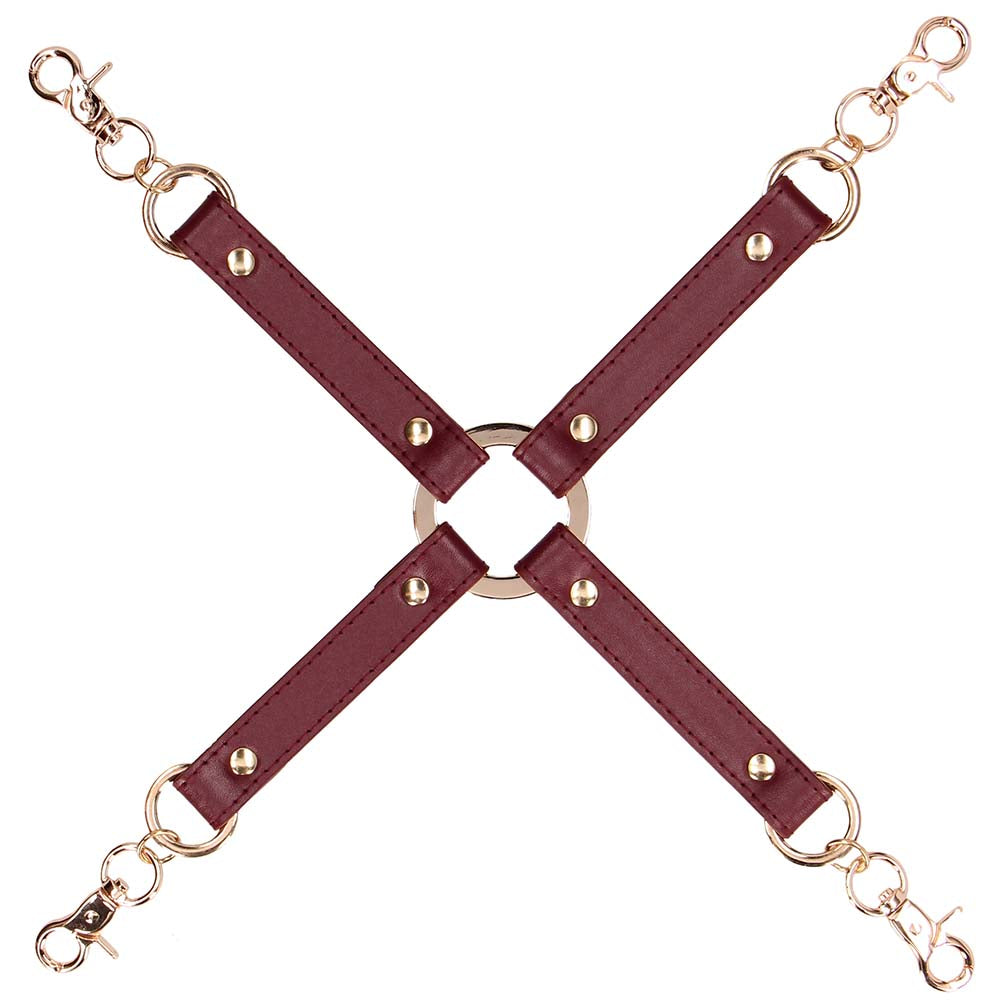Ouch! Halo Hogtie Connector | Burgundy Vegan Leather Restraint for Elevated Play