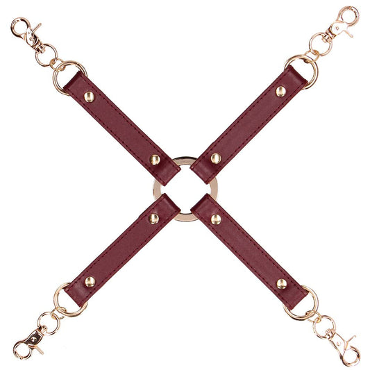 Ouch! Halo Hogtie Connector | Burgundy Vegan Leather Restraint for Elevated Play