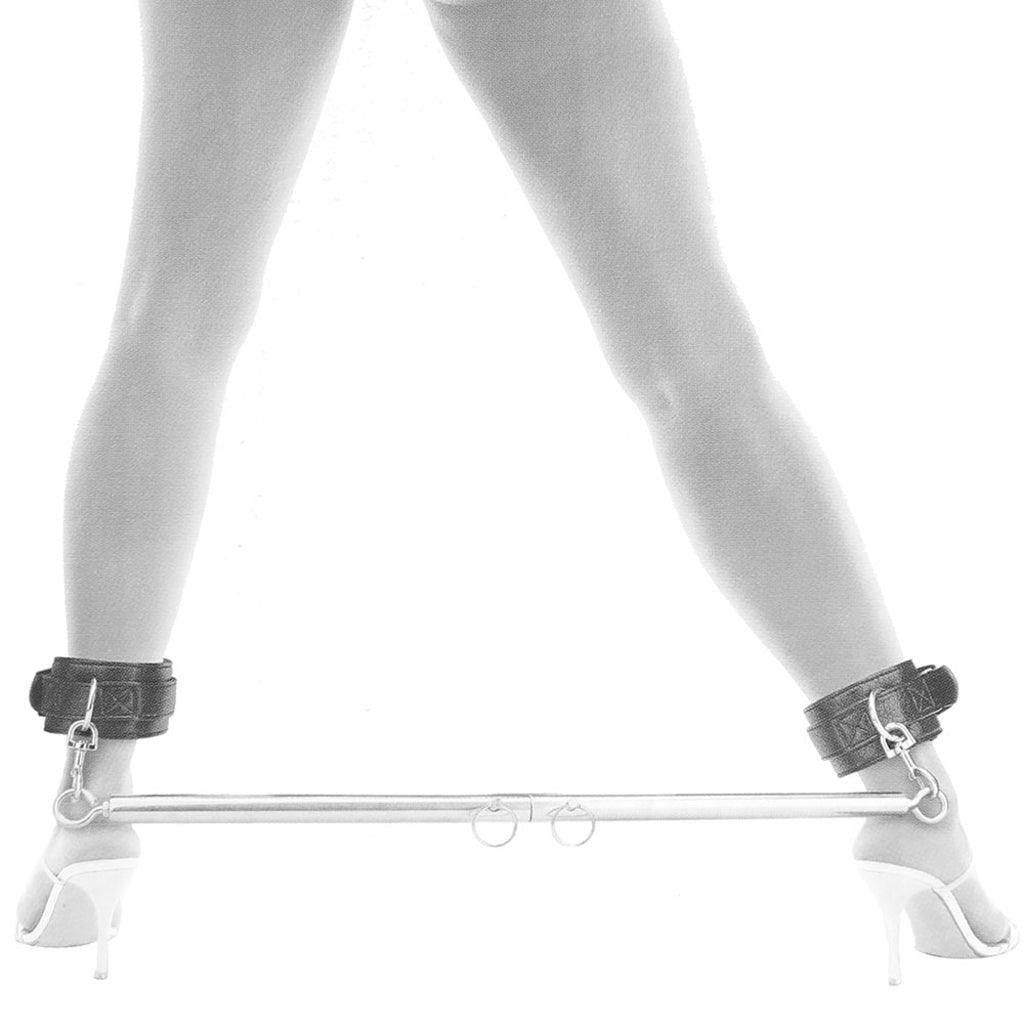 Lux Fetish Adjustable Stainless Steel Spreader Bar & Faux Leather Cuff Set