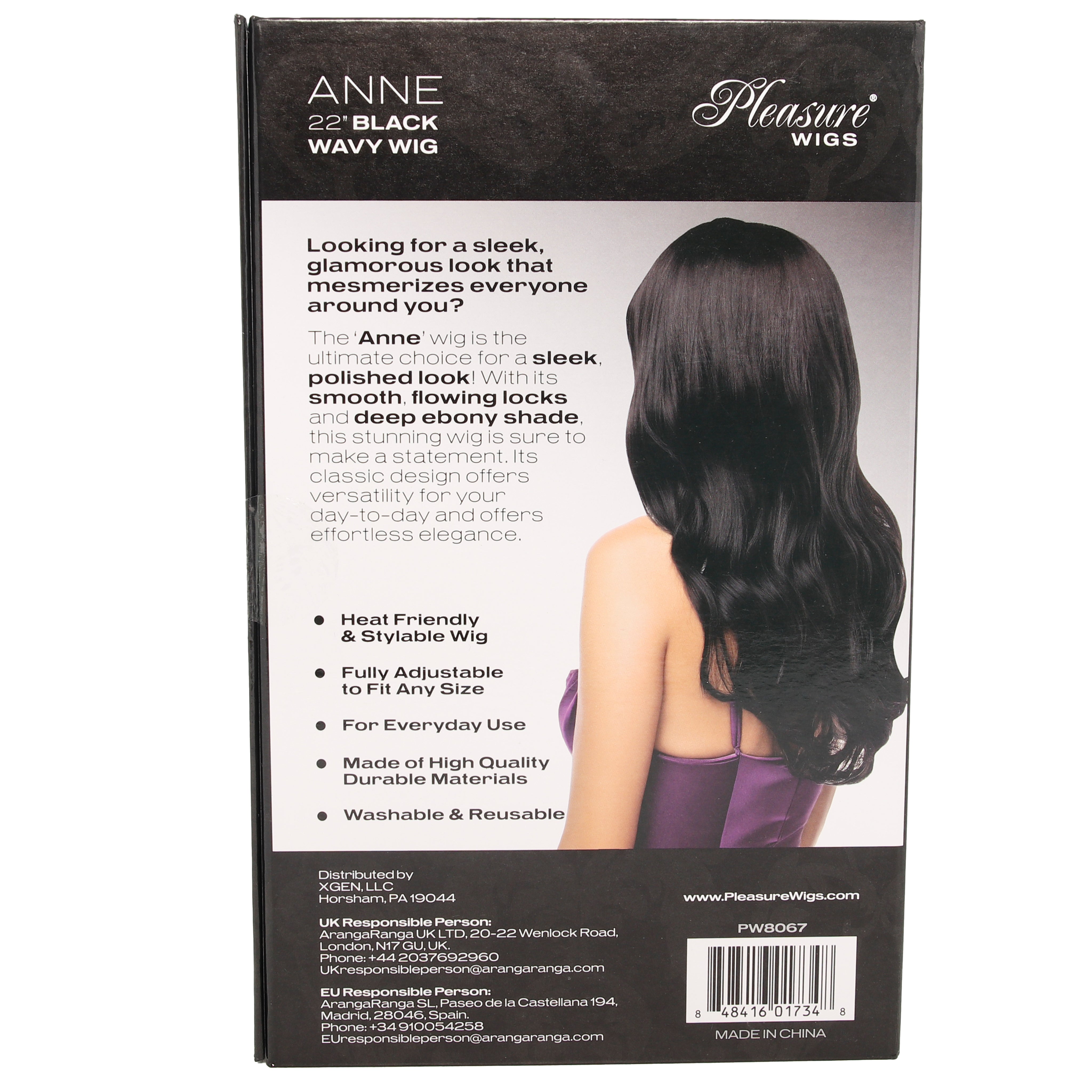 Anne Long Wavy Wig in Black