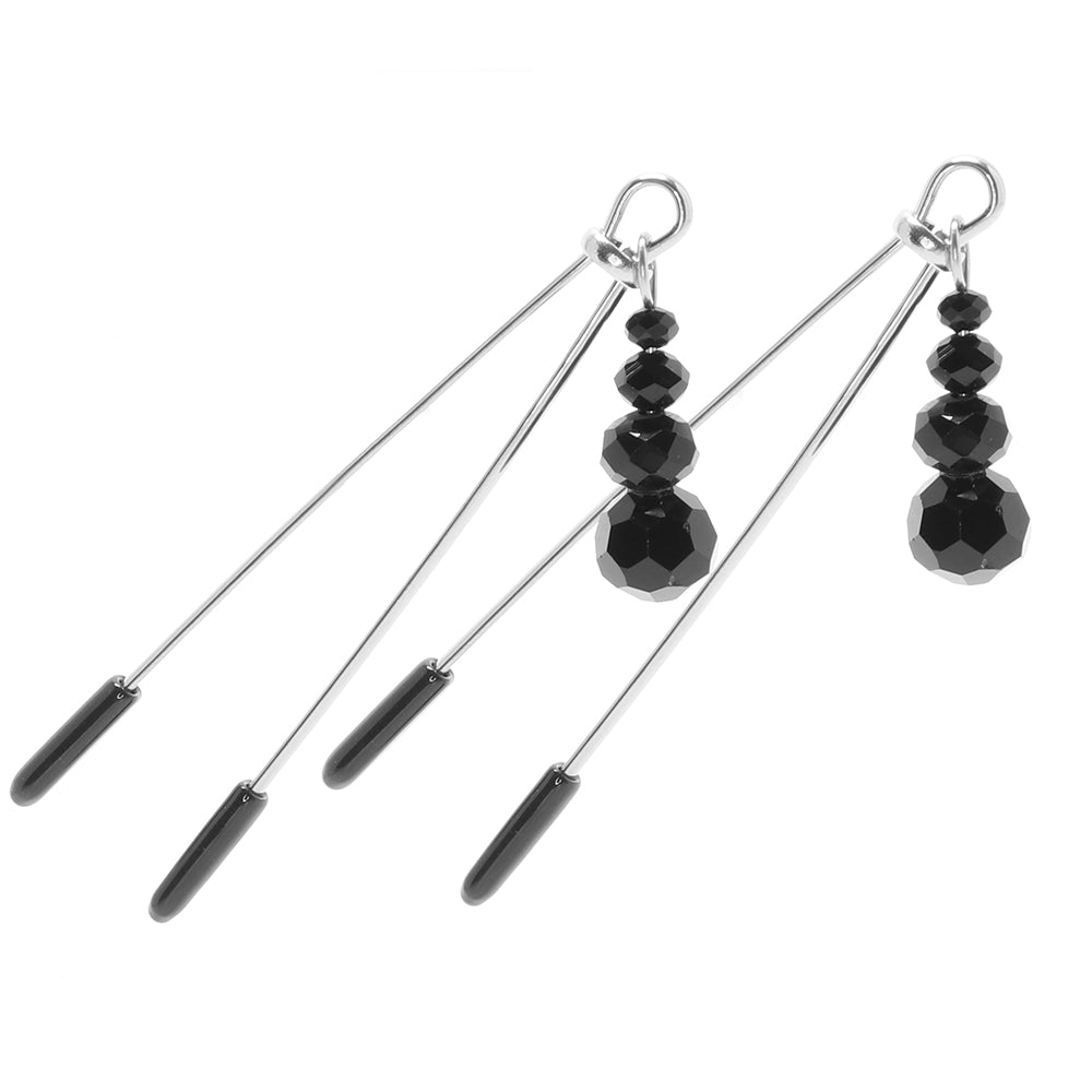 Lux Fetish Opulent Adjustable Beaded Nipple Clamps | Crystal Embellished Tweezer Teasers