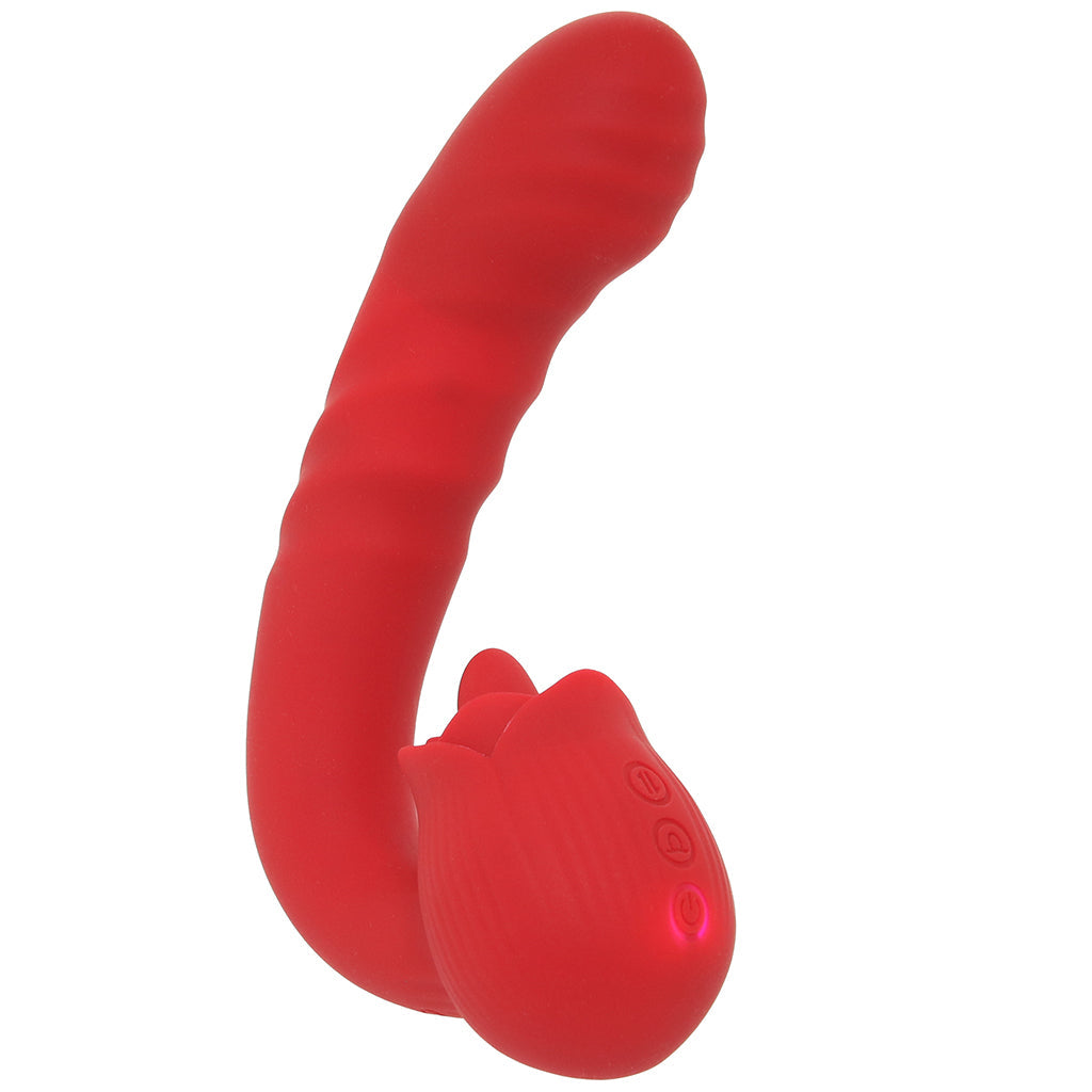 XR Brands Bloomgasm Boom Bloom Thrusting & Licking Rose Vibe - Vibrators - HoneyHugs Canada