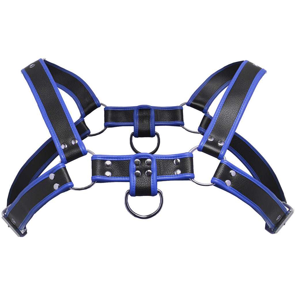 Master Series Bulldog Harness in Luxe Blue Vegan Leather for Elegant Control