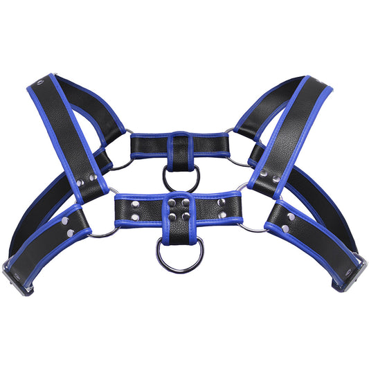 Master Series Bulldog Harness in Luxe Blue Vegan Leather for Elegant Control