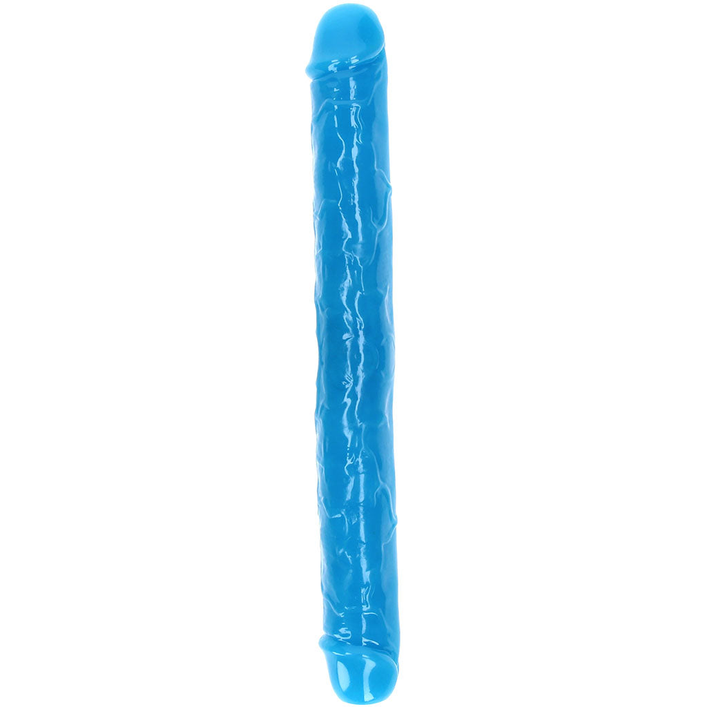 RealRock Glow In The Dark 15 Inch Double Dildo in Blue
