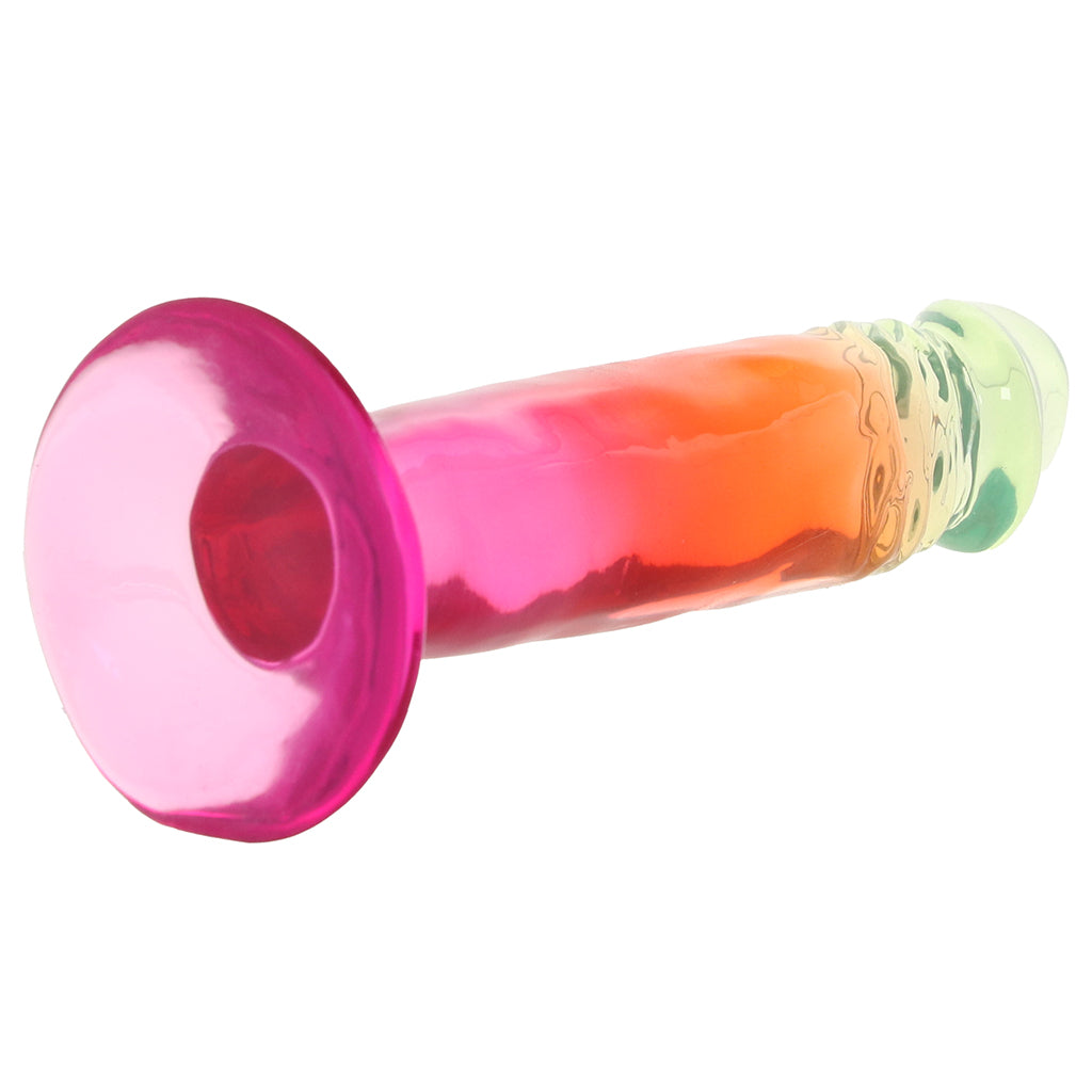 Crystal Jellies 6.5 Inch Classic Dildo in Rainbow