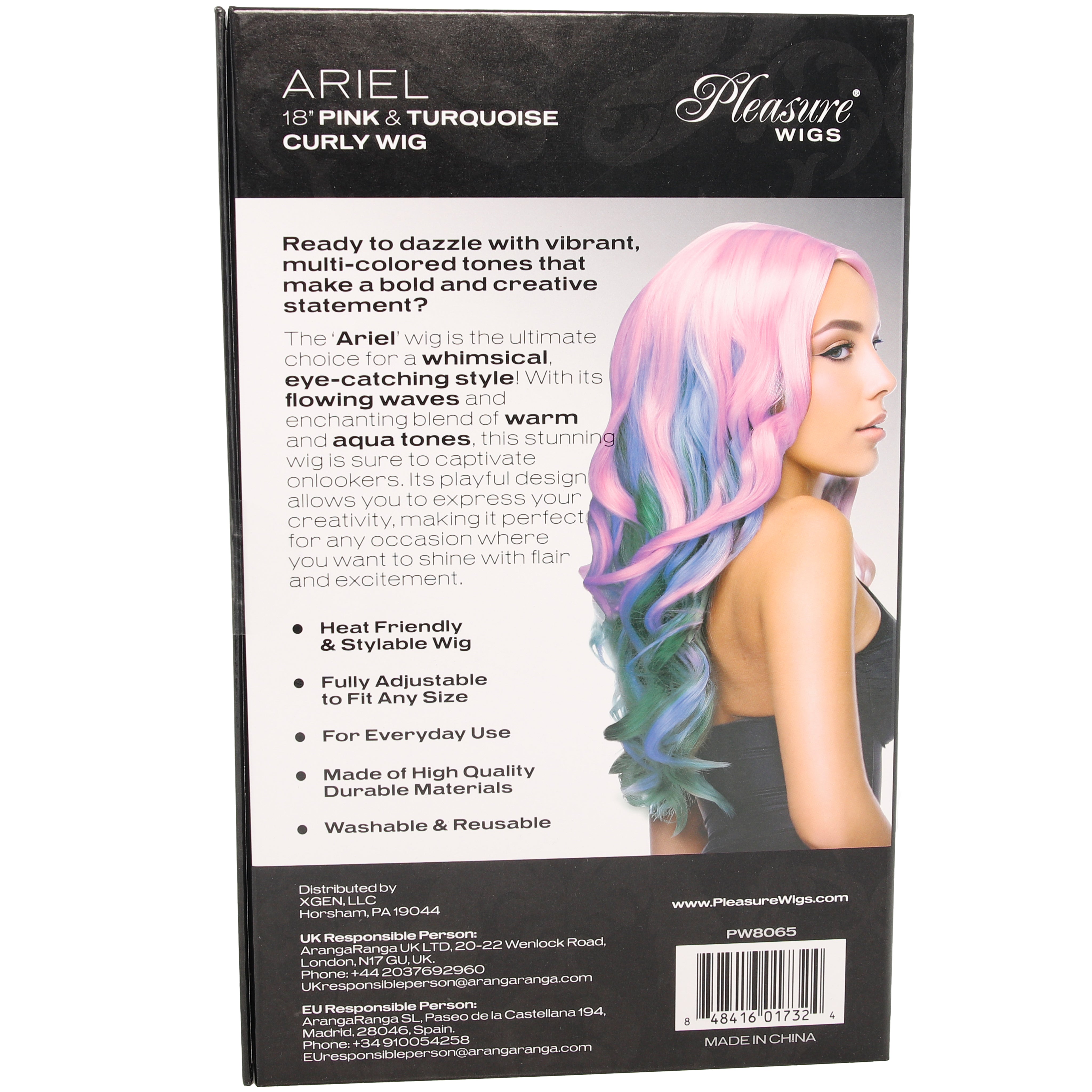 Ariel Curly Wig in Pink & Turquoise
