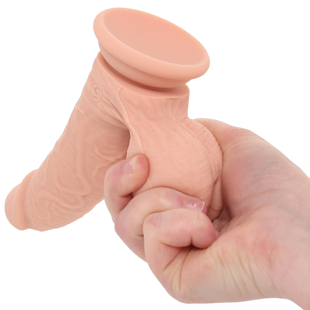 RealRock 6 Inch Vibrating Weighted Ballsy Dildo in Light