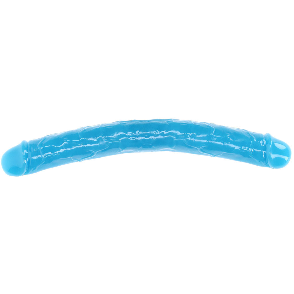 RealRock Glow In The Dark 15 Inch Double Dildo in Blue