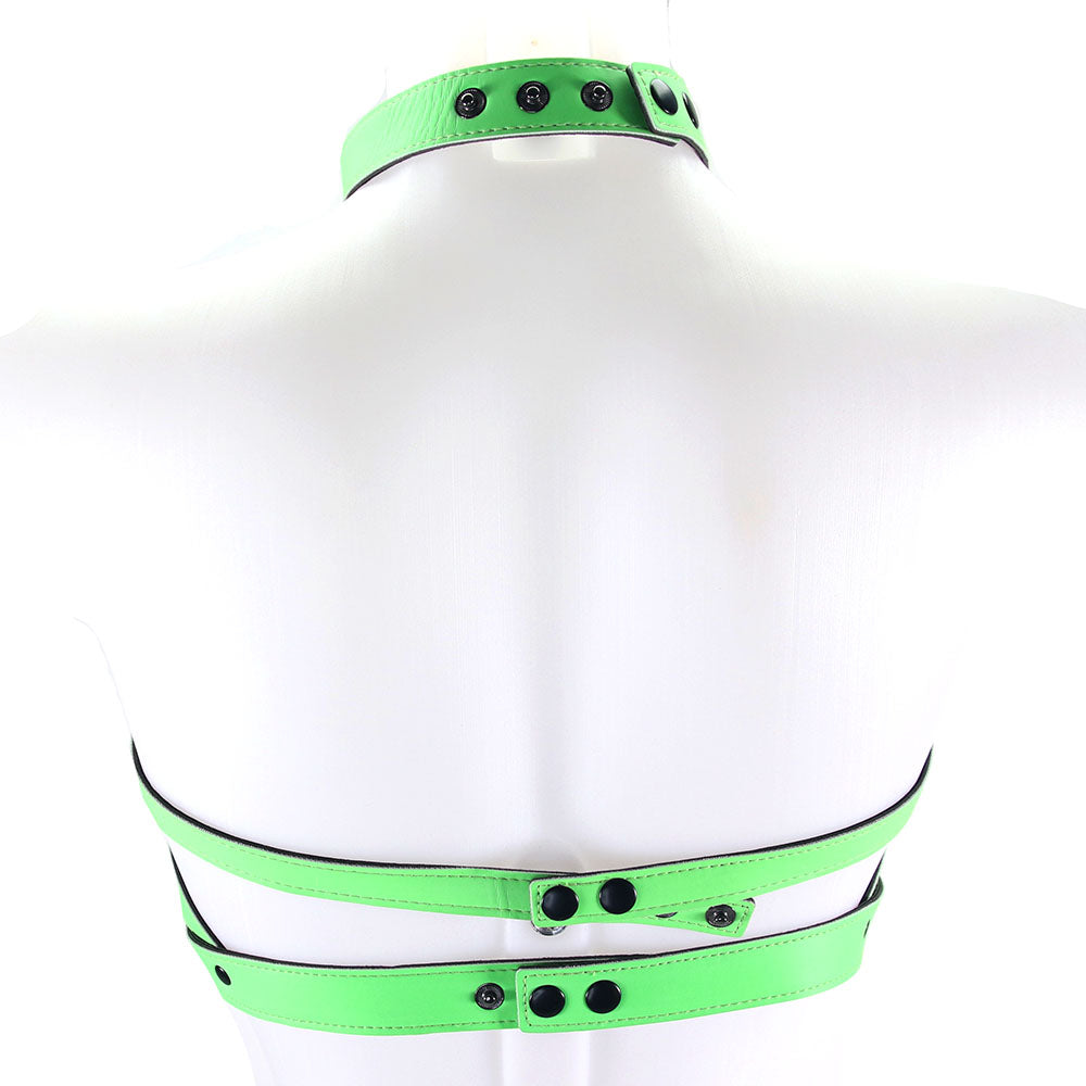 Ouch! Luminous Glow Bra Harness - Vegan Leather Restraint & Style