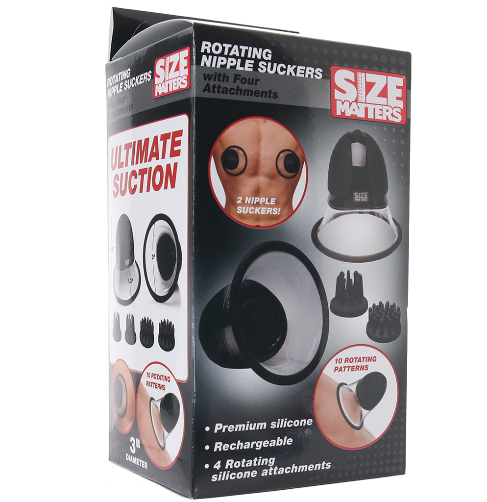 Size Matters Black Rotating Nipple Suckers - 10 Patterns, Premium Pleasure