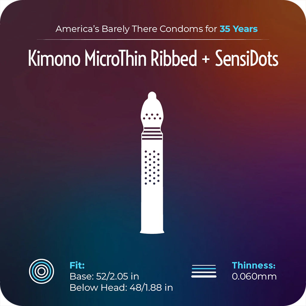 Kimono MicroThin Ribbed & Sensi-Dots in 12 Pack