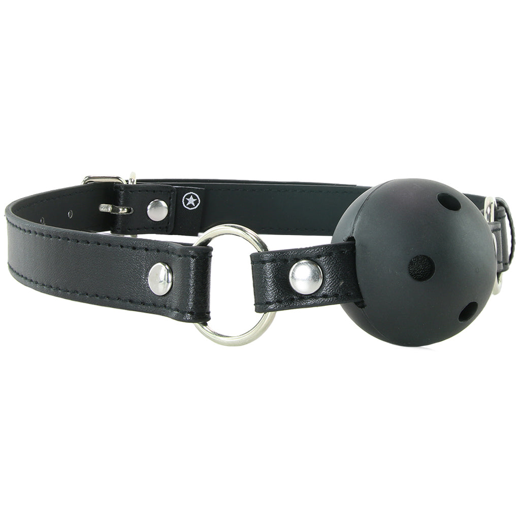 Ouch! Black Ball Gag: Exquisite Faux Leather Oral Restraint for Intense Play