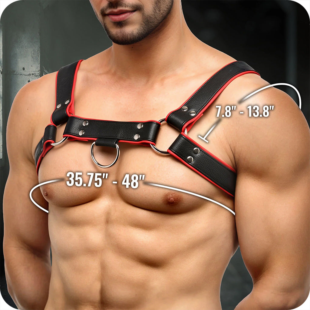 Strict Leather English Bulldog Harness: Master Your Style - Premium Red & Black Bondage