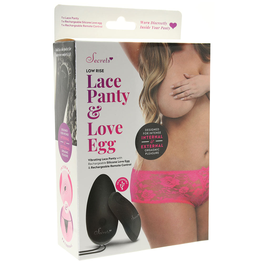 Low Rise Hot Pink Lace Panty & Love Egg XL