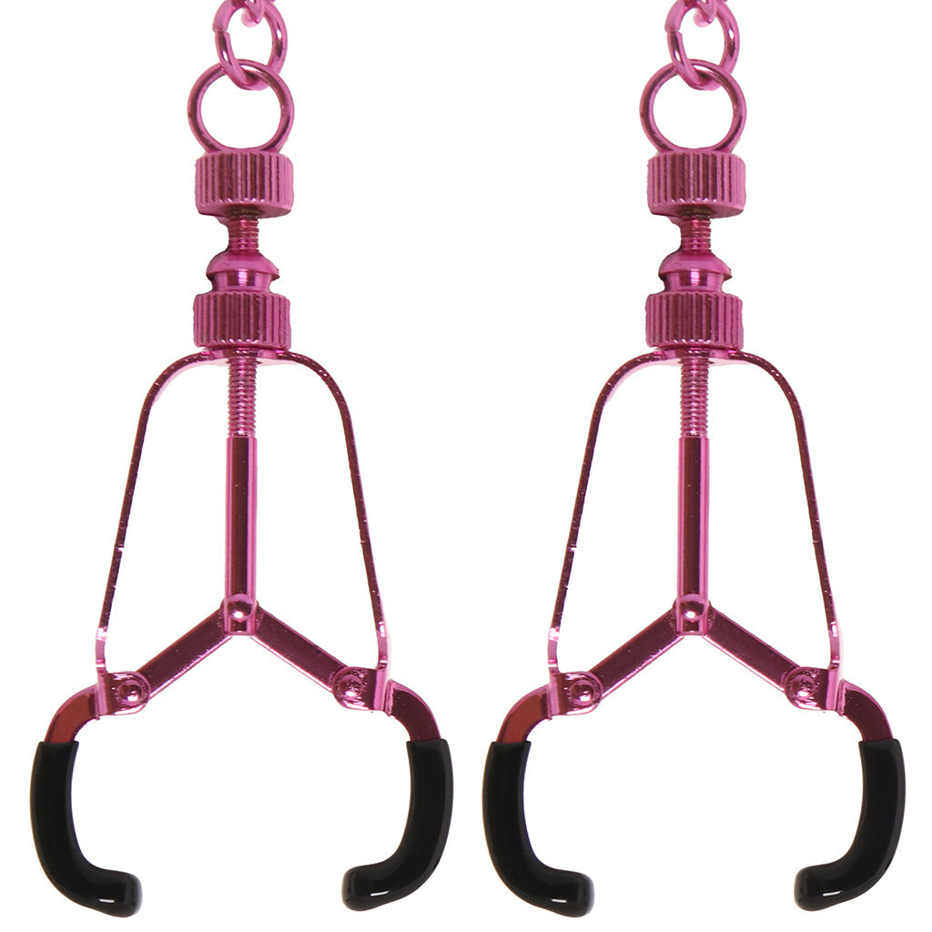Ouch! Helix Pink Nipple Clamps: Adjustable Steel & Rubber Teasers for Exquisite Sensation