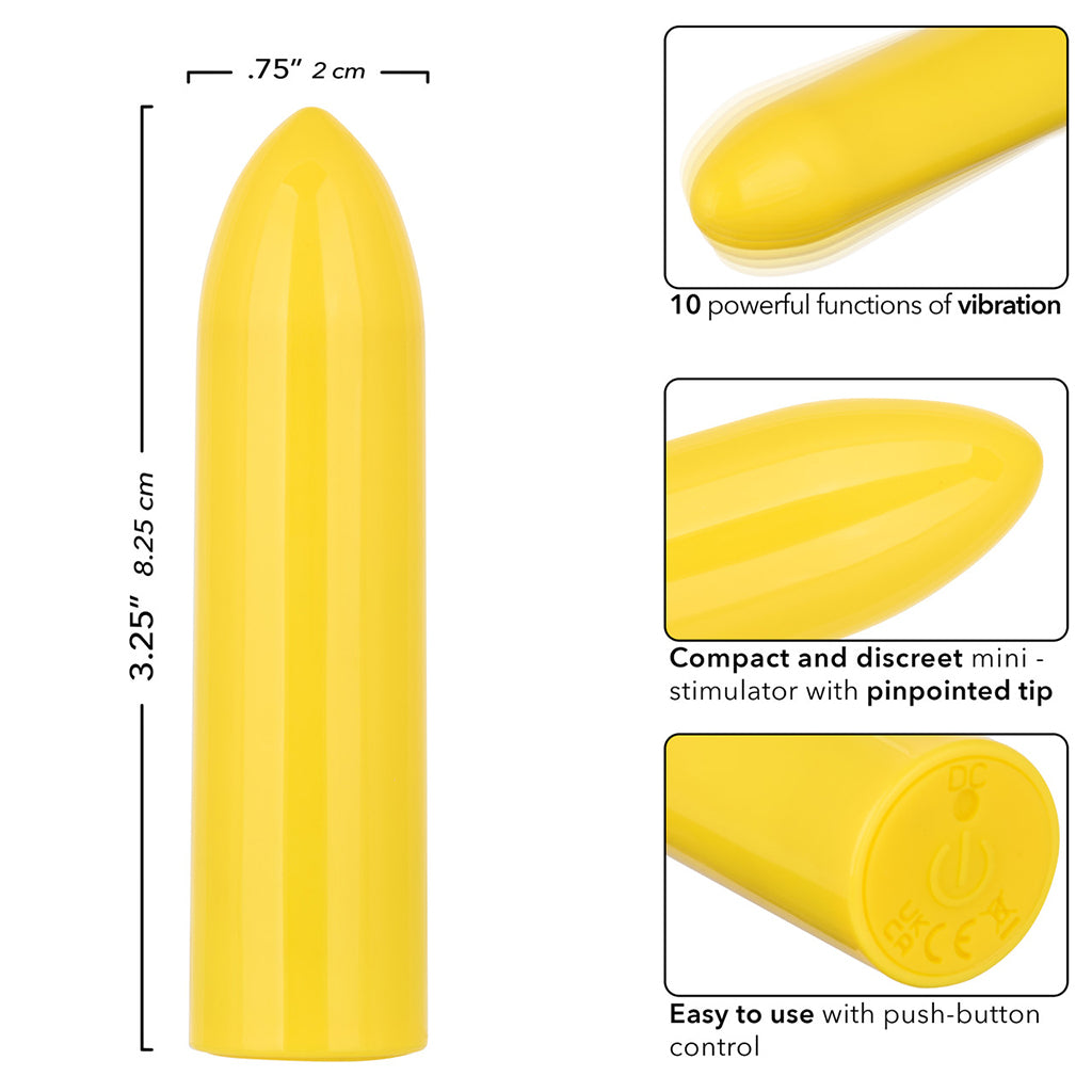 CalExotics Turbo Buzz Classic Bullet Vibe - Yellow | Discreet Luxury, 10 Modes, Waterproof