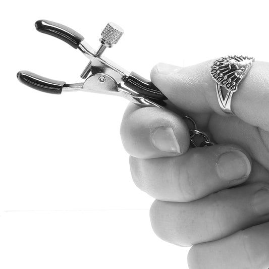 Lux Fetish Adjustable Nipple & Clit Clamps with Versatile Chain – Precision Play