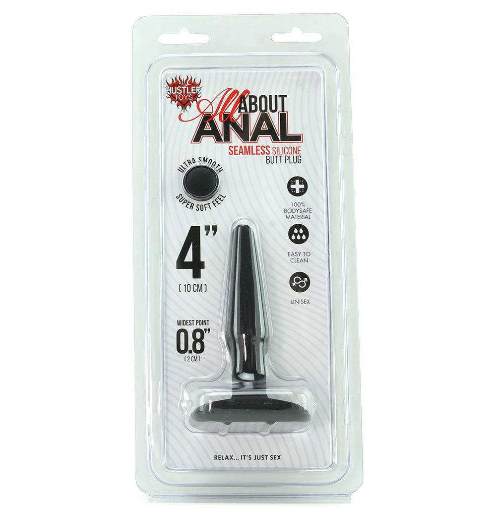 All About Anal Seamless Silicone 4 Inch Butt Plug in Black