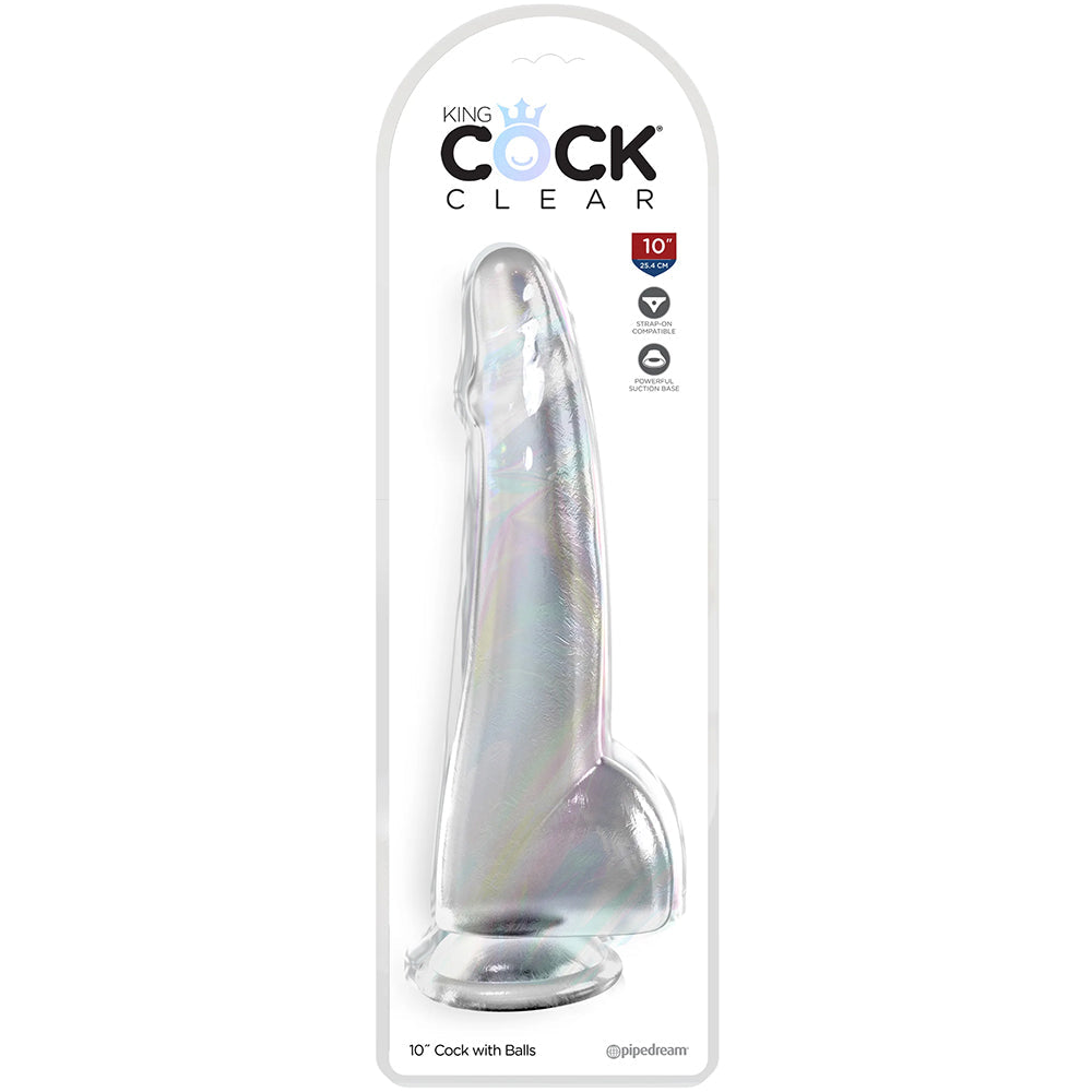 King Cock 10 Inch Smooth Ballsy Dildo in Clear