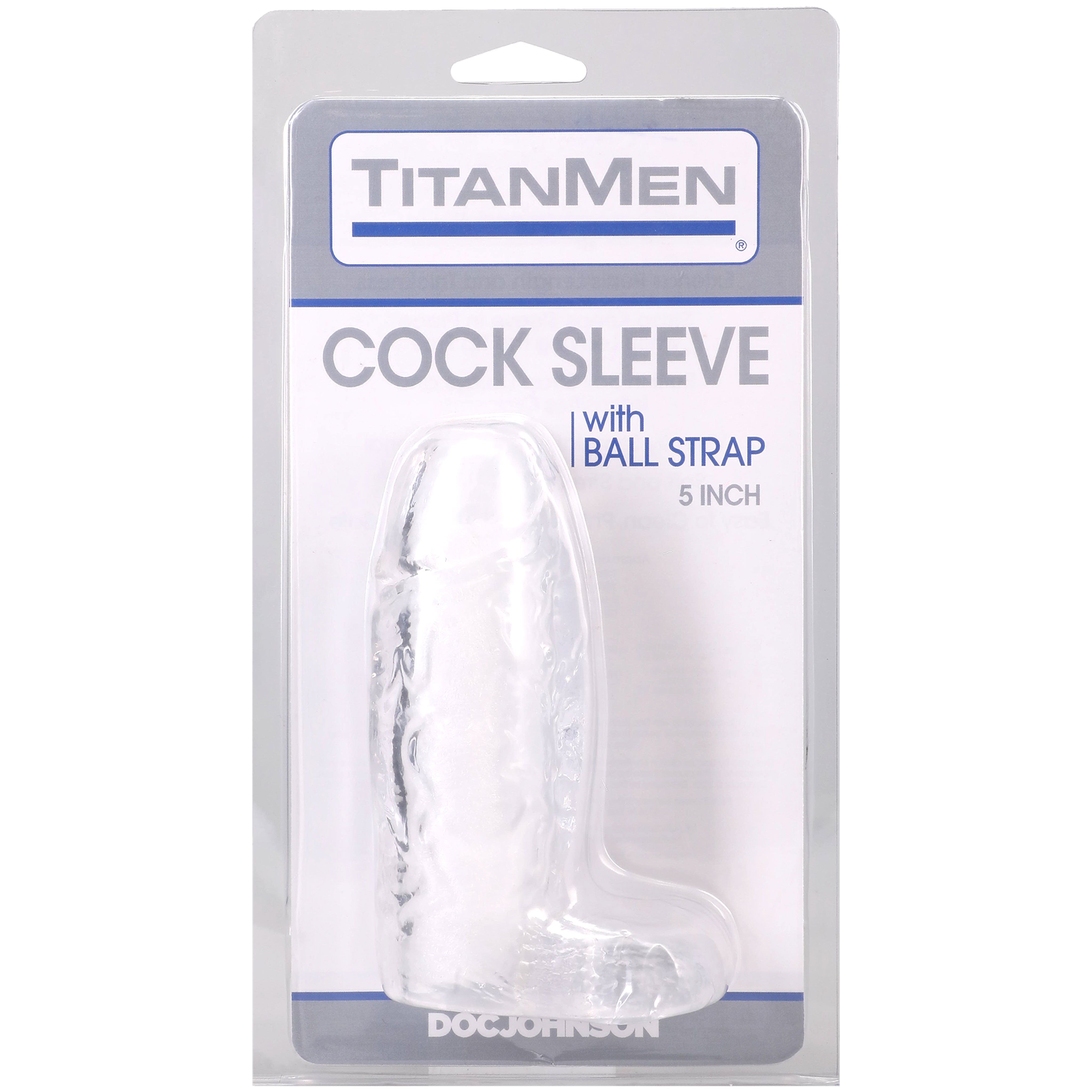 TitanMen 5 Inch Cock Sleeve with Ball Strap in Clear