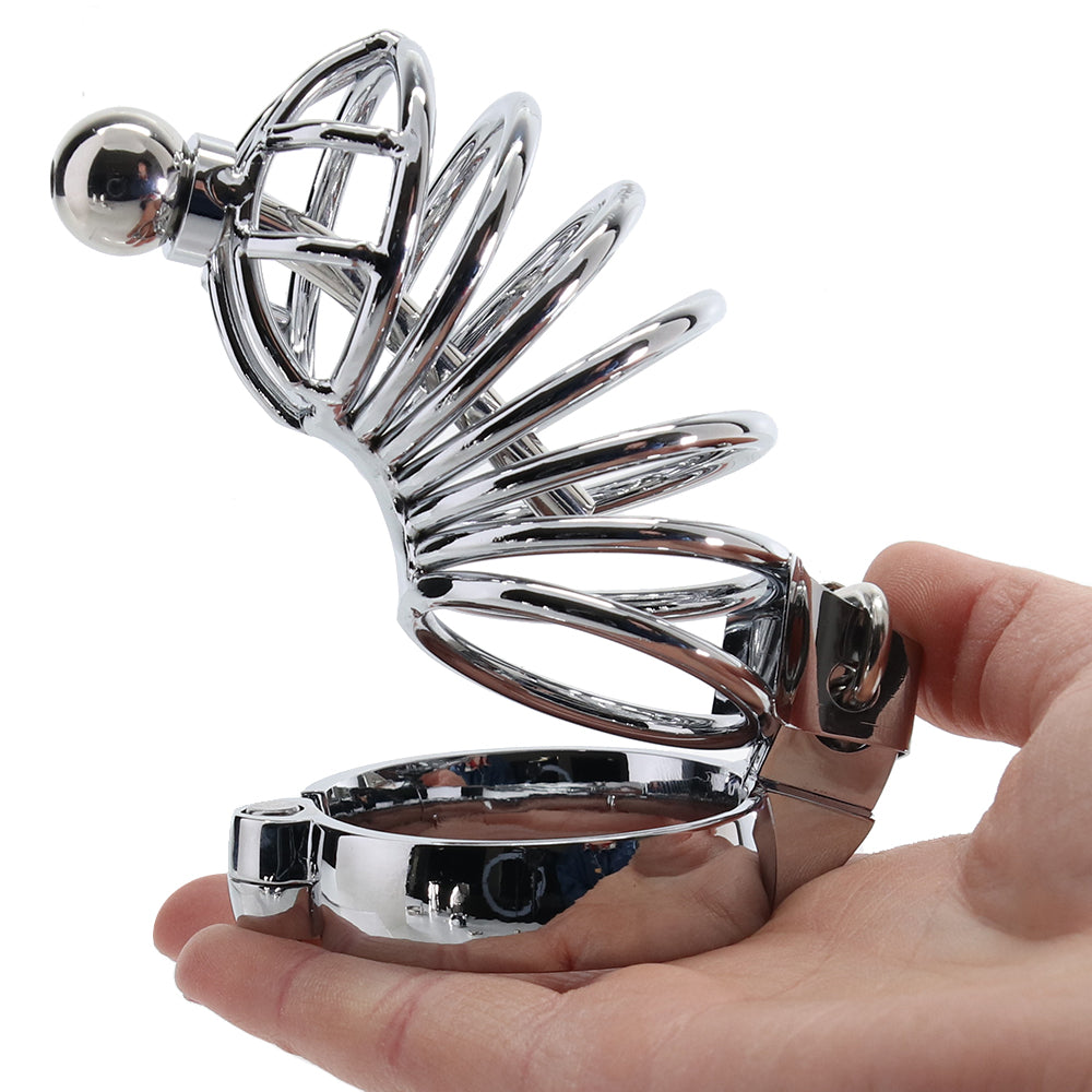 Blue Line Urethral Play Cage: Exquisite Stainless Steel Chastity for Unyielding Control