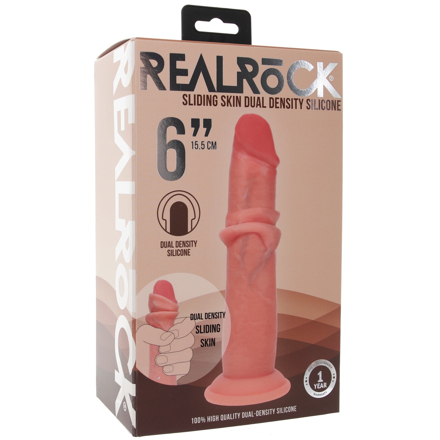 RealRock 6 Inch Dual Density Sliding Skin Dildo in Light