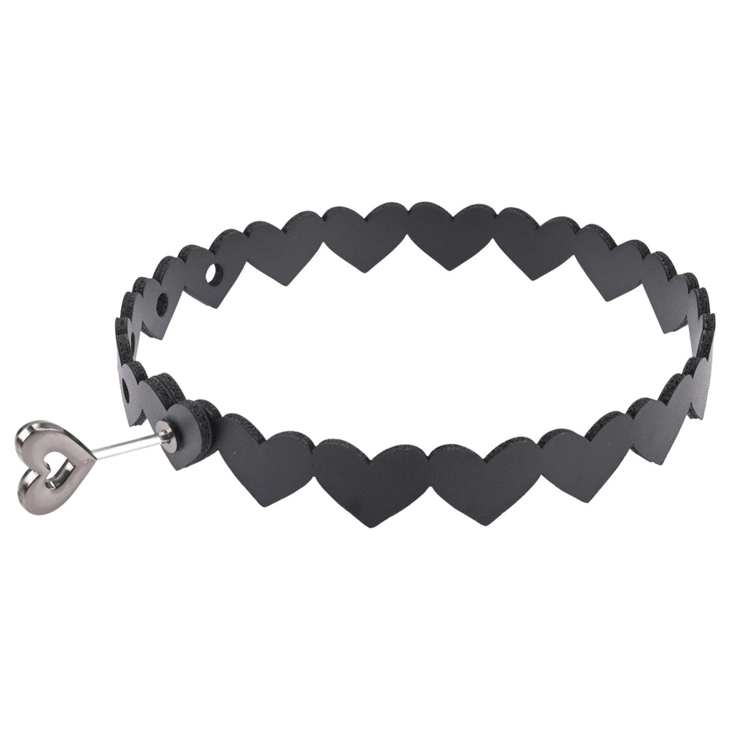 Sex & Mischief Locking Heart Day Collar | Seductive Black Choker Necklace