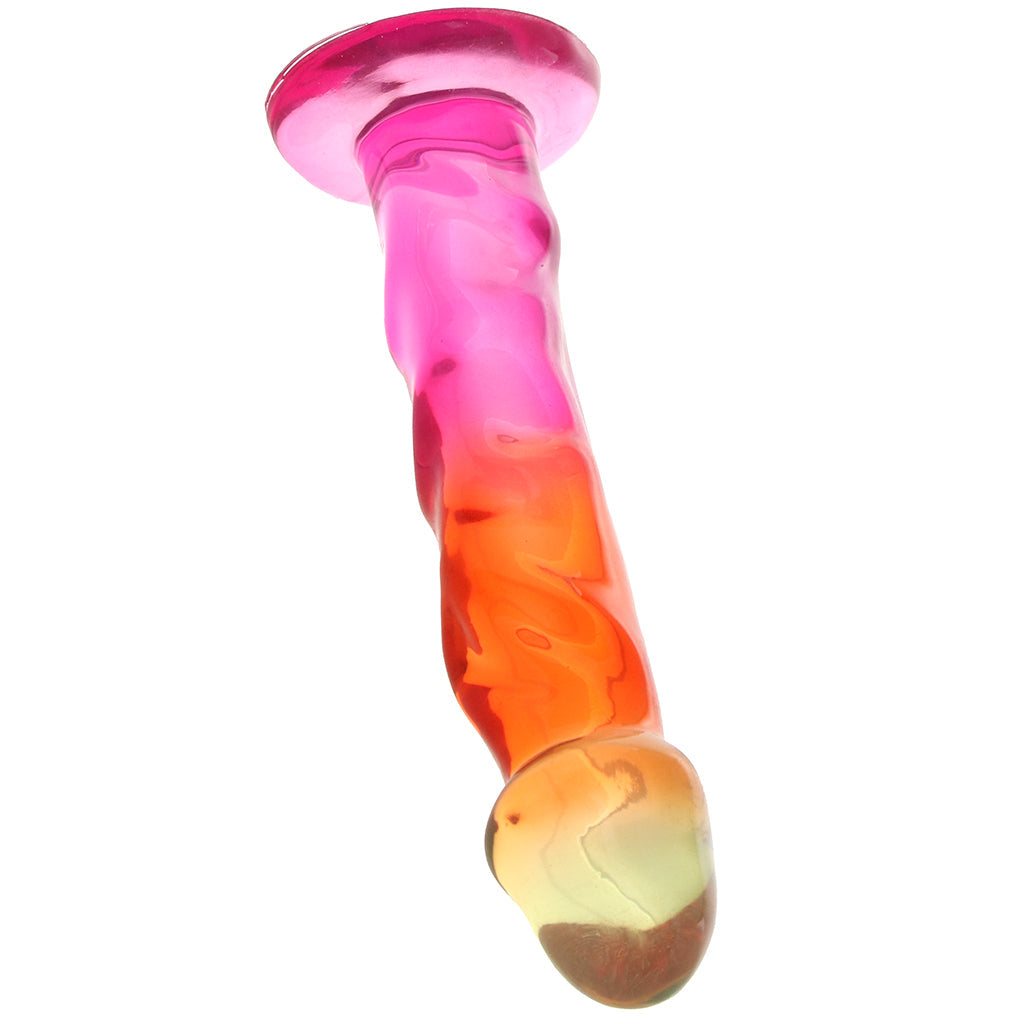Crystal Jellies 7.5 Inch Ripple Classic Dildo in Rainbow