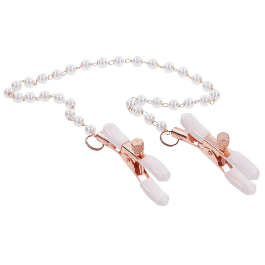 Peaches 'n CreaMe Pearl Nipple Clamps | Rose Gold & Bust-Skimming Luxury