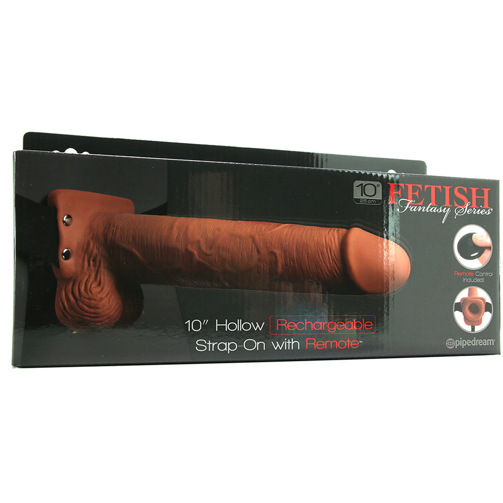 Fetish Fantasy Series 10 Inch Hollow Vibrating Strap-On with Remote in Tan - Vibrators - HoneyHugs Canada (View 6)