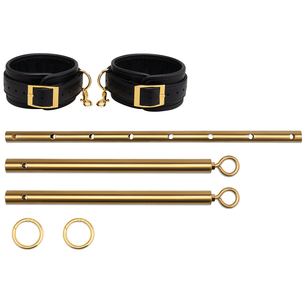 Gilded Control: Lux Fetish Expandable Spreader Bar Set in Gold
