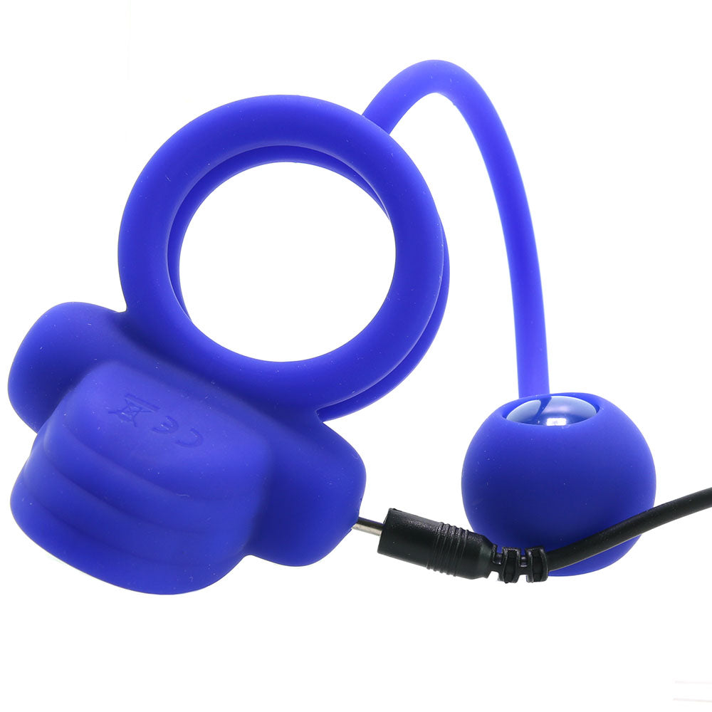 CalExotics Dual Rockin' Rim Enhancer Cock Ring in Blue - Vibrators - HoneyHugs Canada (View 4)
