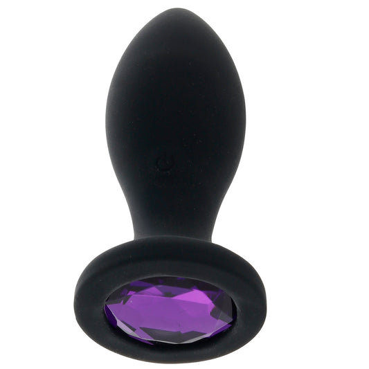 Booty Bling 3 Inch Jeweled Vibrating Butt Plug in Purple