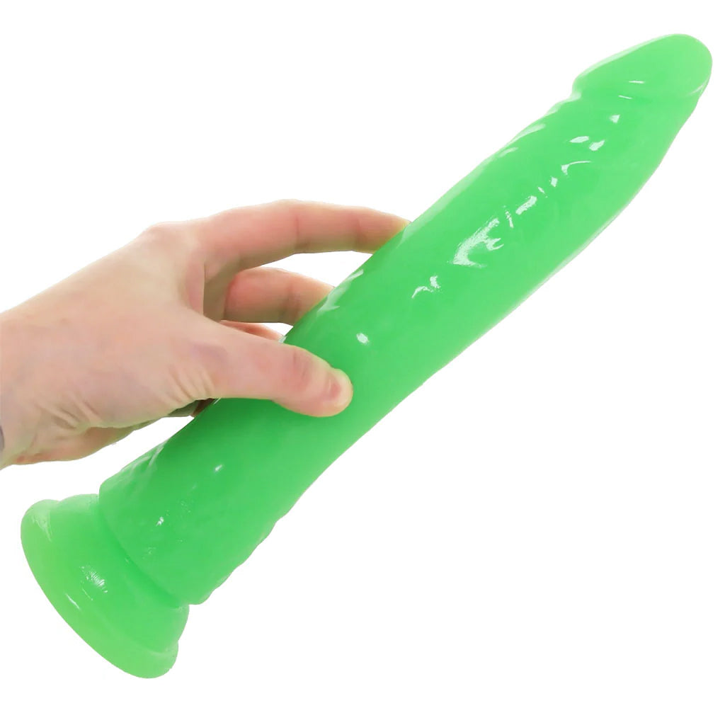 RealRock Glow In The Dark 11 Inch Slim Dildo in Green